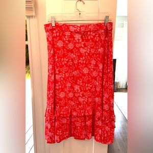 Talbots orange and pink knee length, flowing skirt. Size Lp